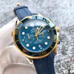 Replica Omega Seamaster 300m Watches Two Tone Blue Chronograph Omega Clone Watch